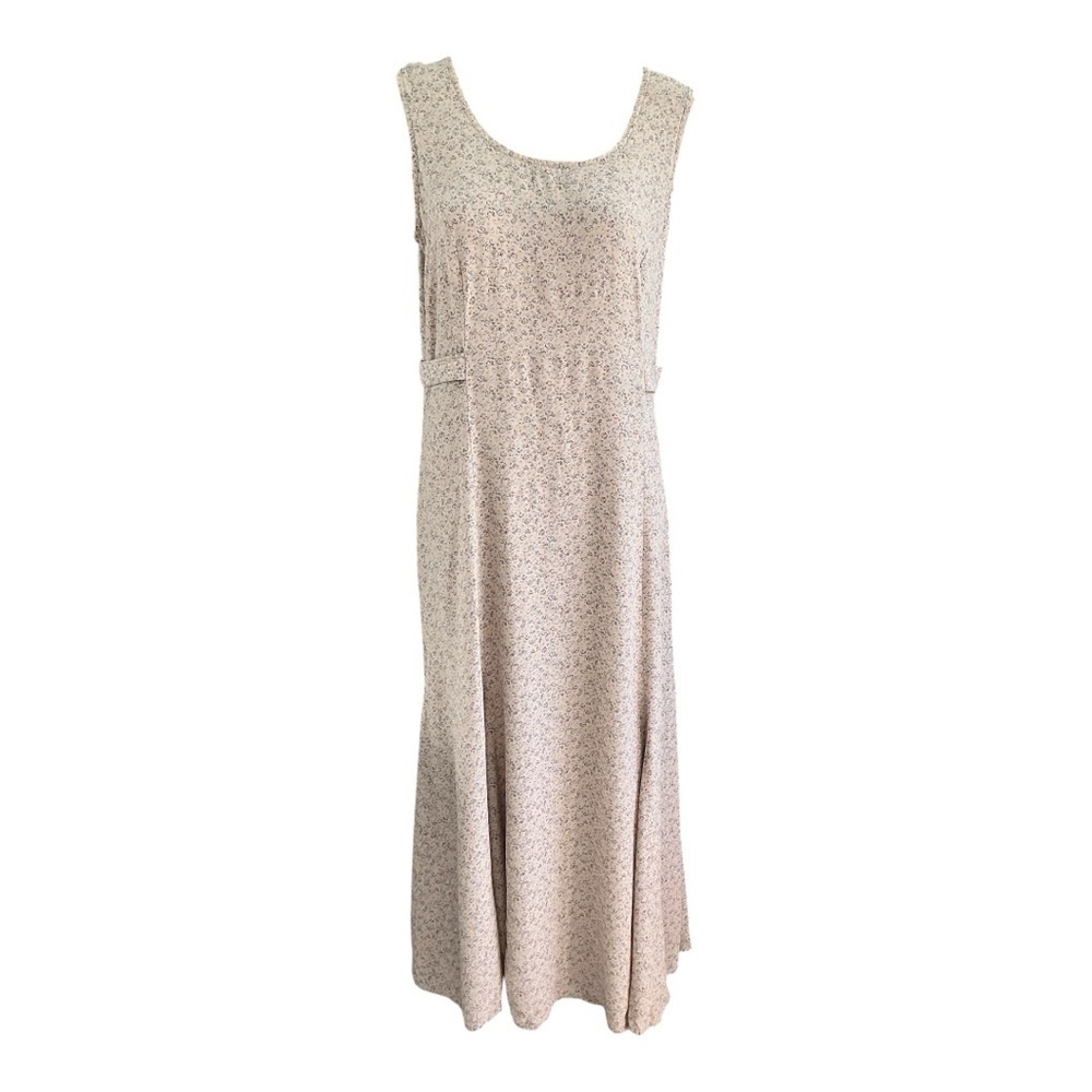 Vintage Autumn Moon Raw Silk Maxi Dress Muted Print  Women Made In USA Size 1.US